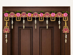 Premium Pink Lotus Floral Bandanwar Toran