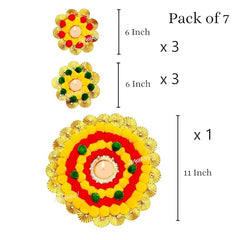 Handcrafted Floral Rangoli Decoration | Reusable Marigold Pompom Floor Decor | Festive Home Decoration for Diwali, Navratri & Pooja