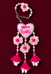 Happy Rakhi Heart Floral Lumba Rakhi