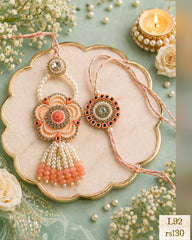 Handcrafted Floral Pearl Lumba Rakhi