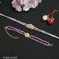 Lavender Crystal Bhai Bhabhi Rakhi Set