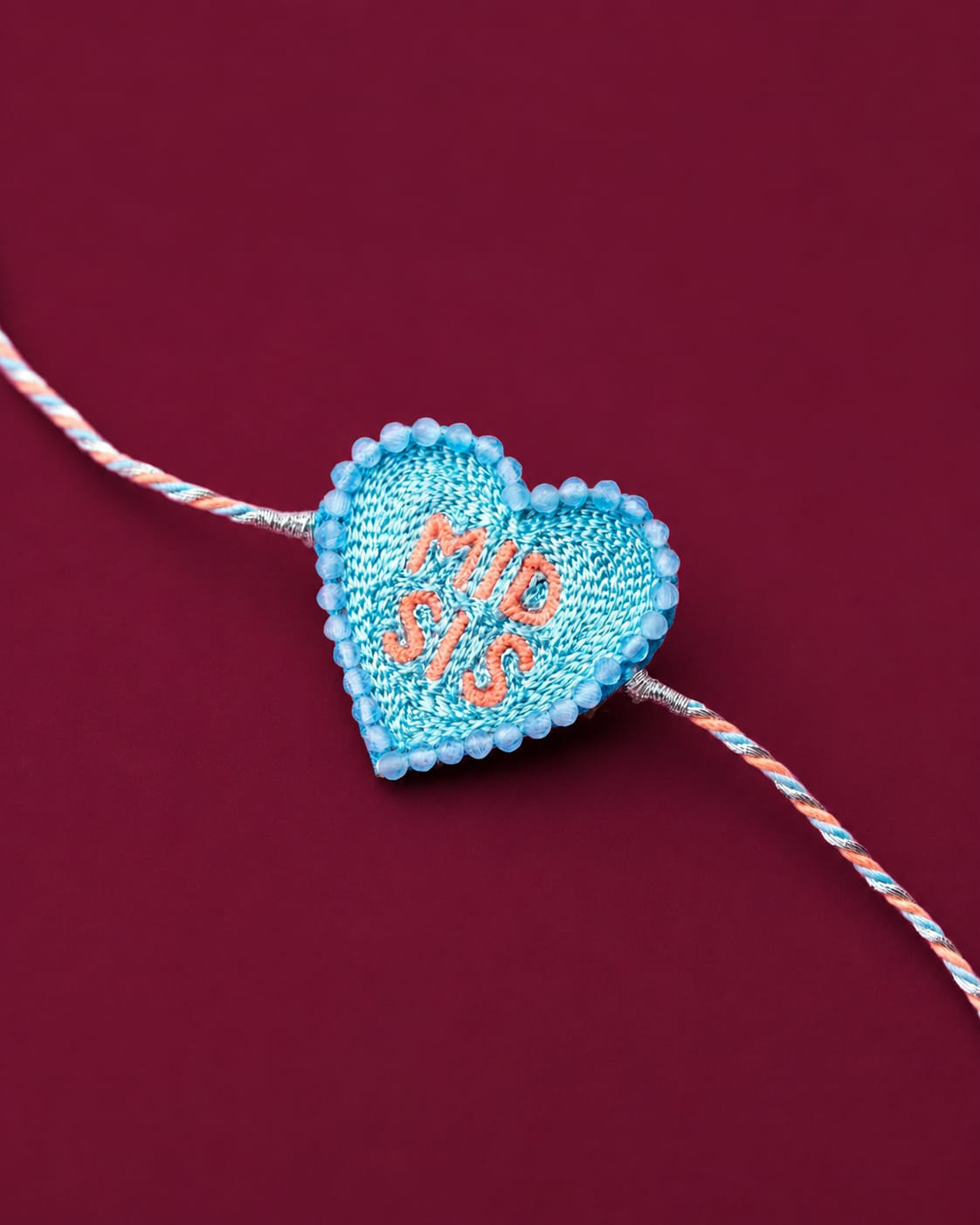 Mid Sis Heart Embroidered Rakhi