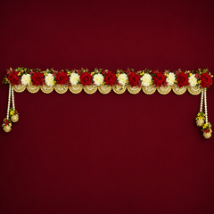Luxury Red & White Floral Door Toran | Handmade Pearl & Golden Latkan Bandanwar