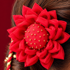 Elegant Red Floral Hair Gajra for Karwa Chauth & Festive Celebrations