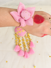 Pink Heart My 1st Karwachoth Kalira with Golden Bells & Tassels