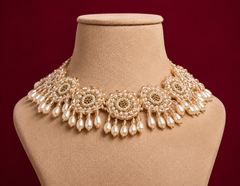 Elegant Handmade Pearl & Golden Beaded Long Earrings | Traditional Designer Jewellery