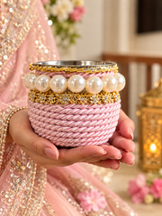 Elegant Pink Karwa Chauth Pooja Thali Set ❤️✨ | Traditional Bridal Pooja Collection