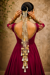 Handmade Hair Bun Accessory with Tassels for Wedding, Mehendi, Haldi & Reception