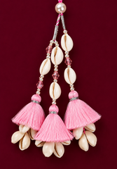 Sister-in-Law Star Lumba Rakhi with Pink Tassels & Cowrie Shells