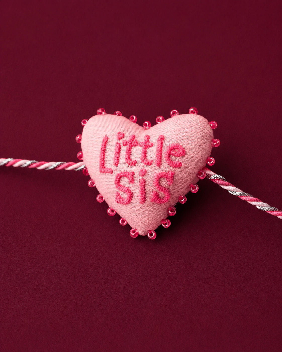 Little Sis Heart Embroidered Rakhi