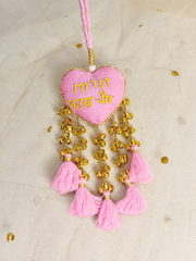 Pink Heart My 1st Karwachoth Kalira with Golden Bells & Tassels