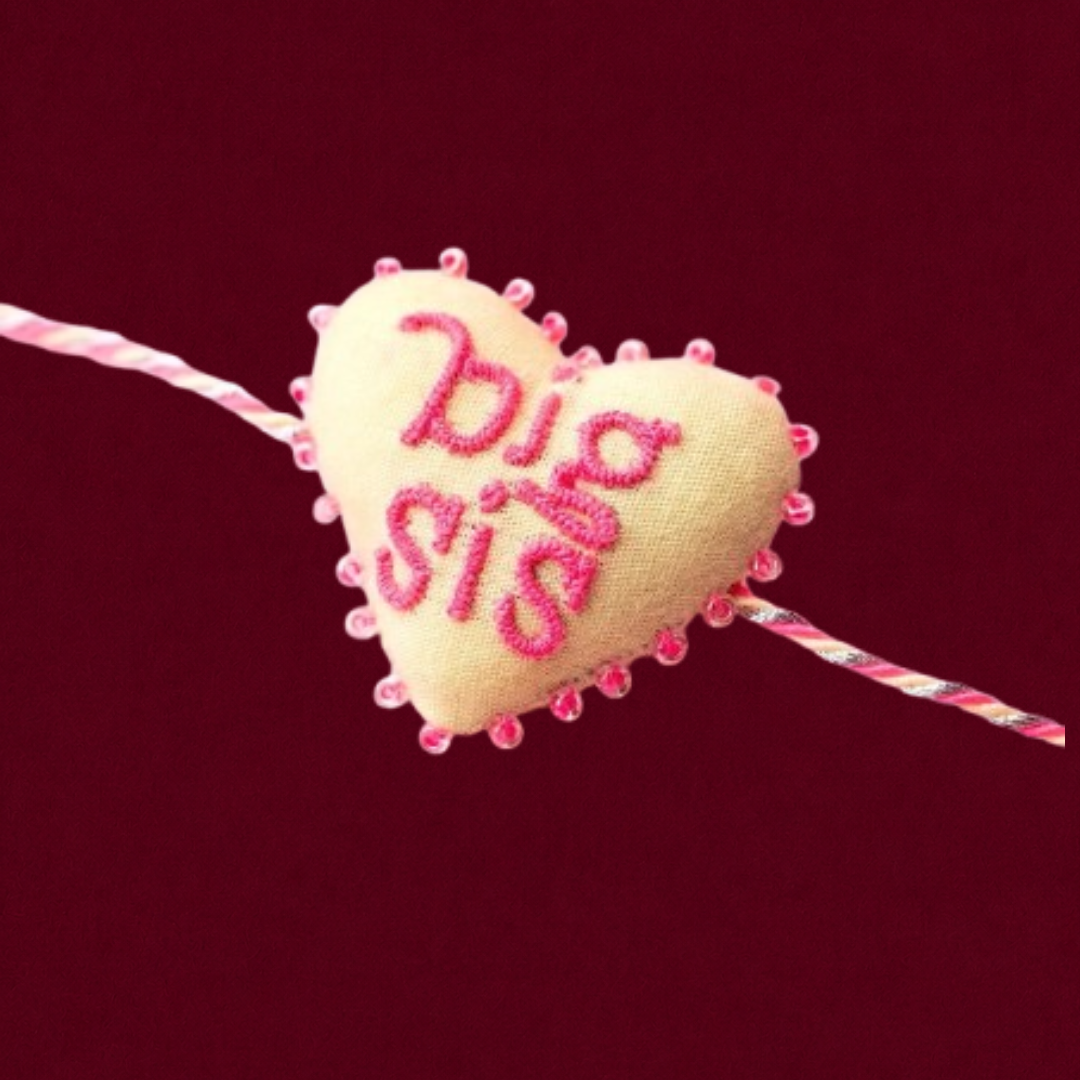 Big Sis Heart Embroidered Rakhi