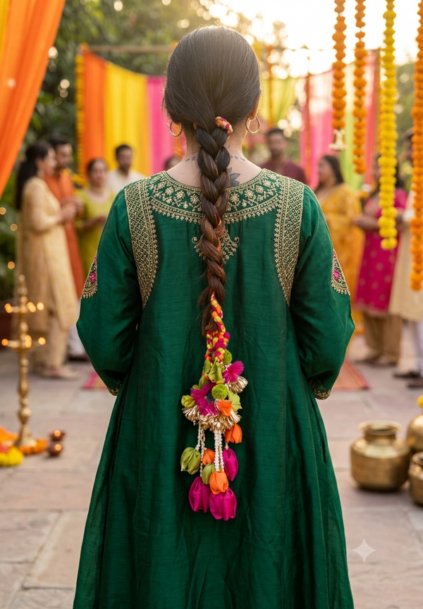 Multicolor Floral Silk Tassel Bridal Paranda with Traditional Pendant