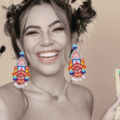 Maa Durga Handmade Beaded Earring