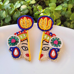 Maa Durga Trisul Handmade Beaded Earring