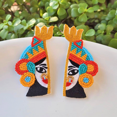 Maa Golden Handmade Beaded Earring