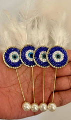 Evil Eye Weeding Brooch With Feather pearl
