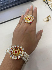 Elegant Pearl Beaded Bracelet with Ring