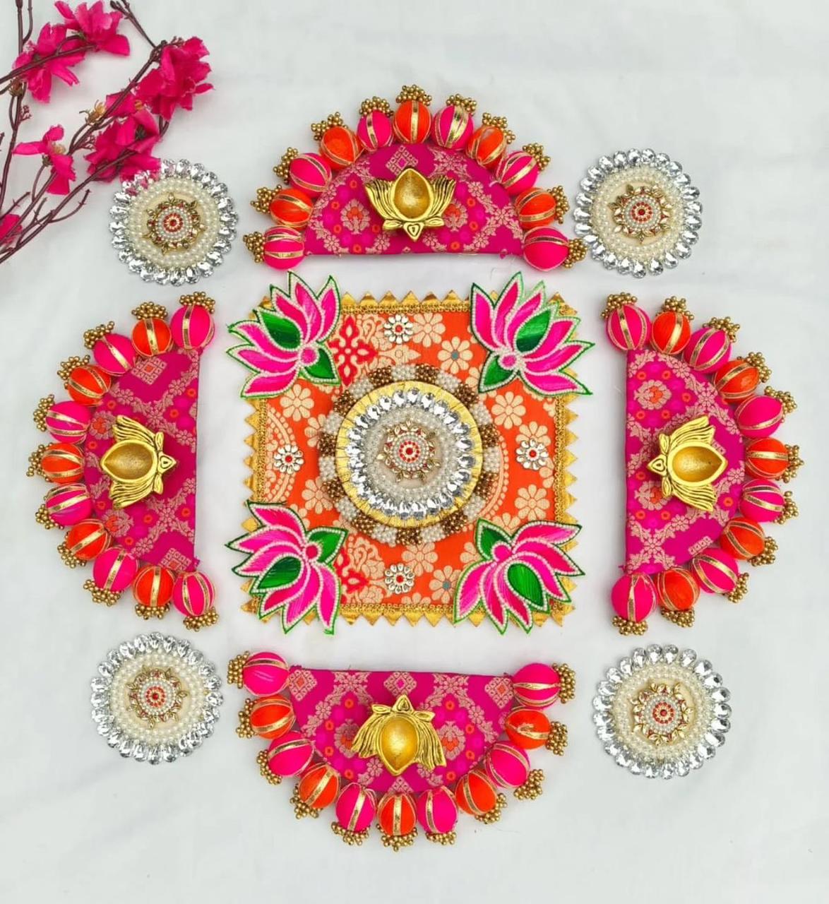 Beaded Rangoli Mat For Home Decoration