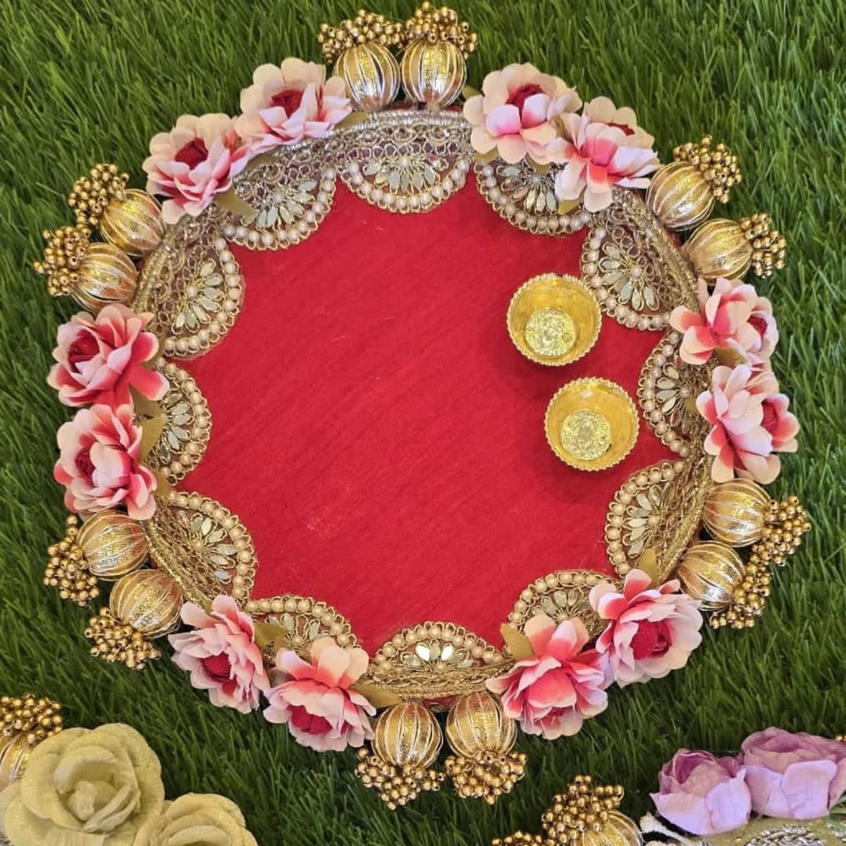 Decorated Flower Tilak Plate