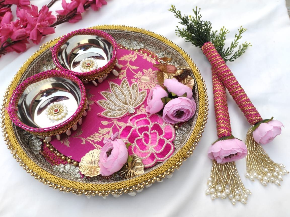 Decorated Thali Set with 2 Bowl 2 stick