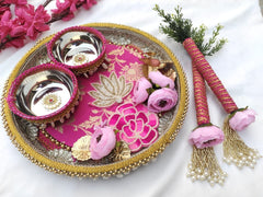 Decorated Thali Set with 2 Bowl 2 stick