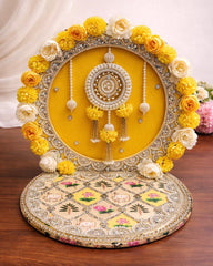 Shahi Yellow Floral Laddu Gopal Singhasan