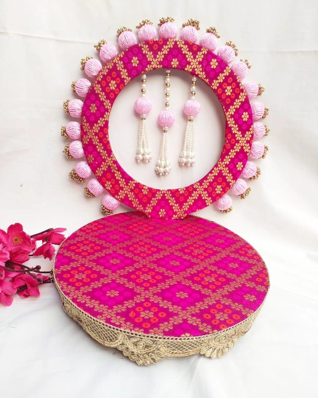 Shahi Pink Floral Laddu Gopal Singhasan