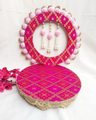 Shahi Pink Floral Laddu Gopal Singhasan