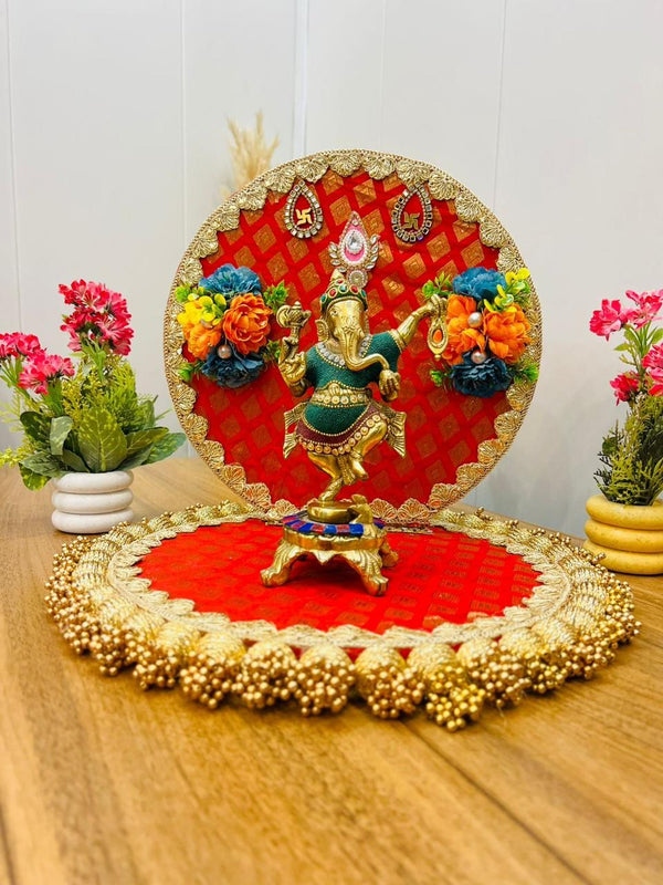 Handcrafted Ganesh Brocade Decorative Chowki