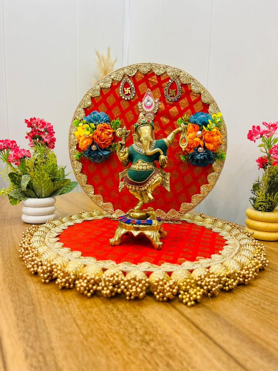 Handcrafted Ganesh Brocade Decorative Chowki