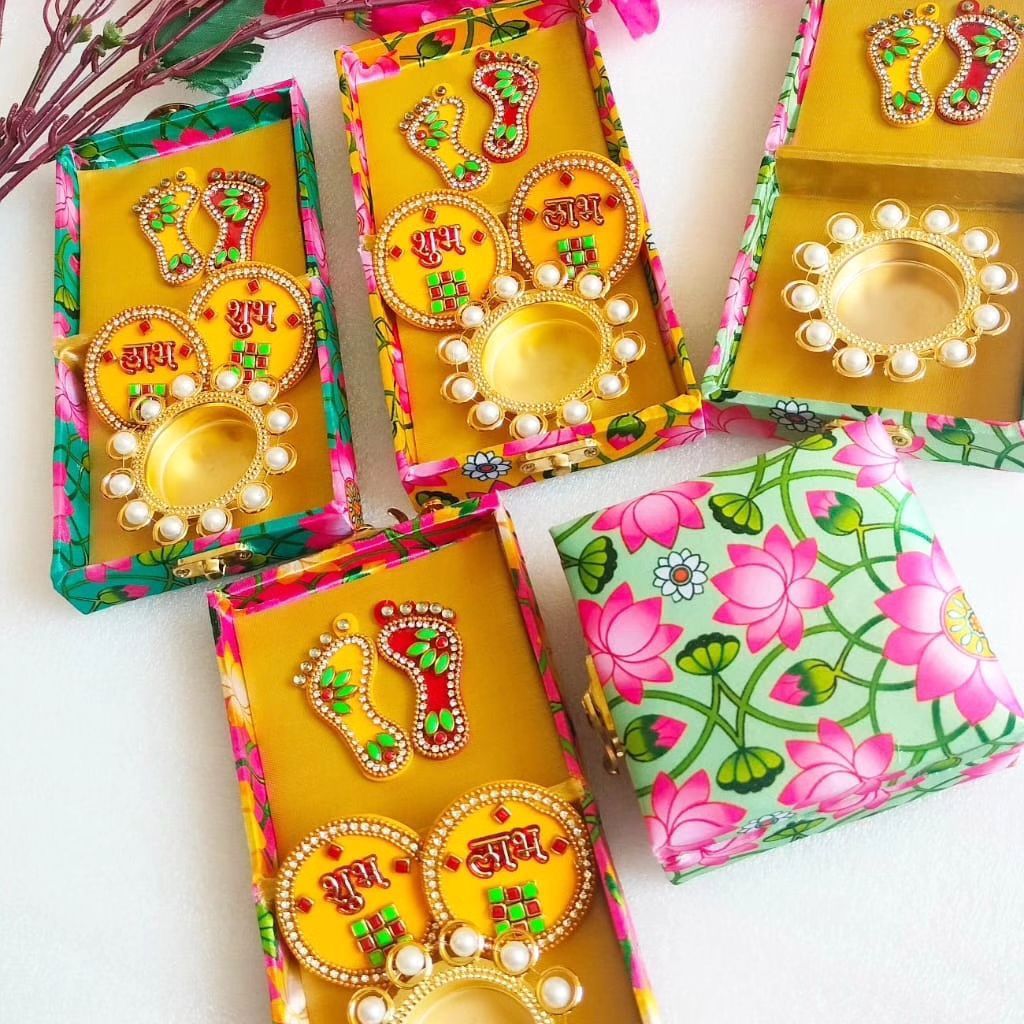 Laxmi Charan ,Shubh Labh Candle Holder With Box