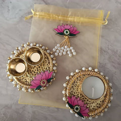 Candle Holder Tilak Plate With Potli