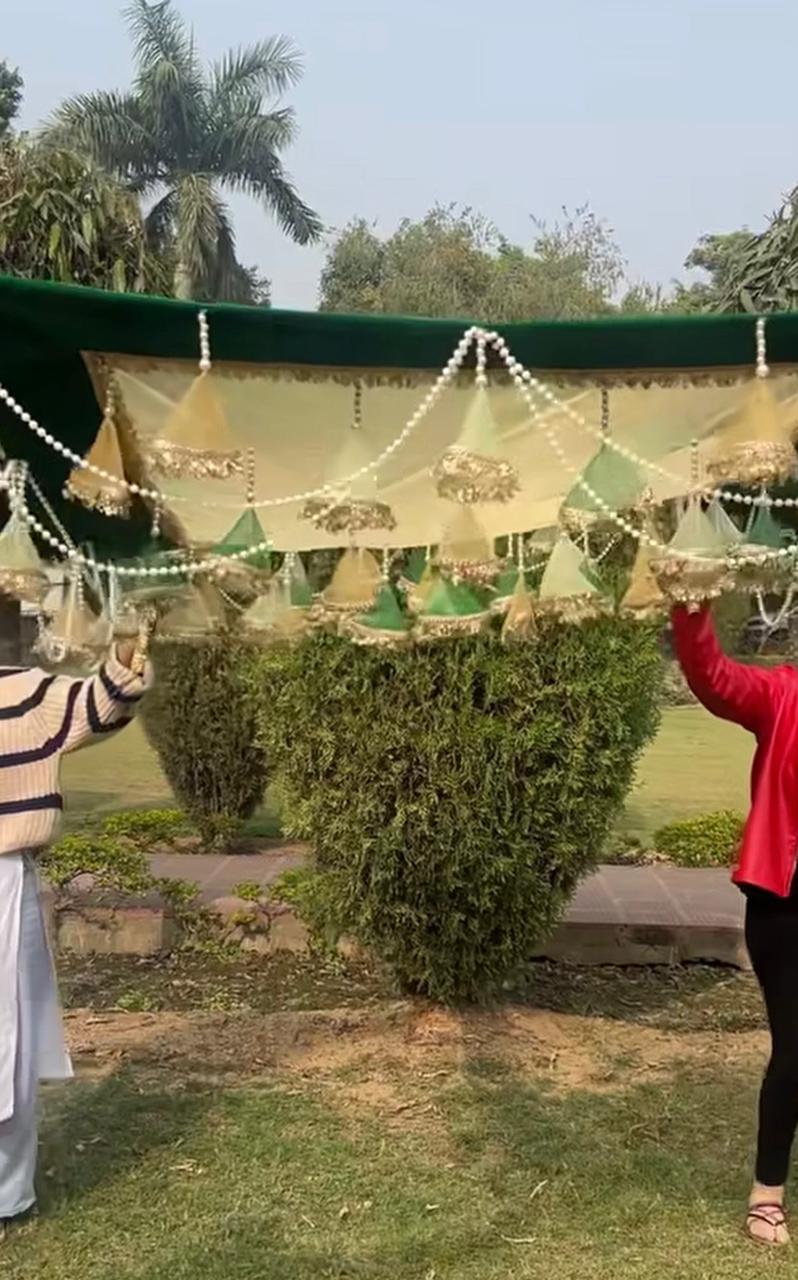 Bridal Entry Chadar Green And Golden