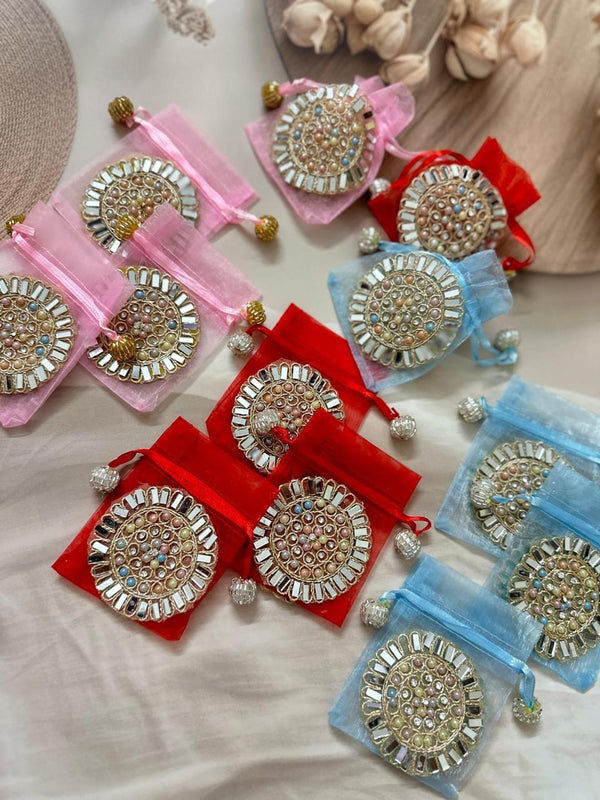 Mirror Work Silver And Gold Coin Pouch Mix Colour