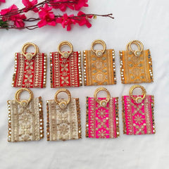 Thread Work Silver And Gold Coin Pouch