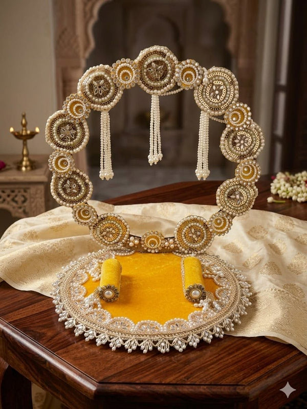 Rajwadi Pearl Laddu Gopal Singhasan
