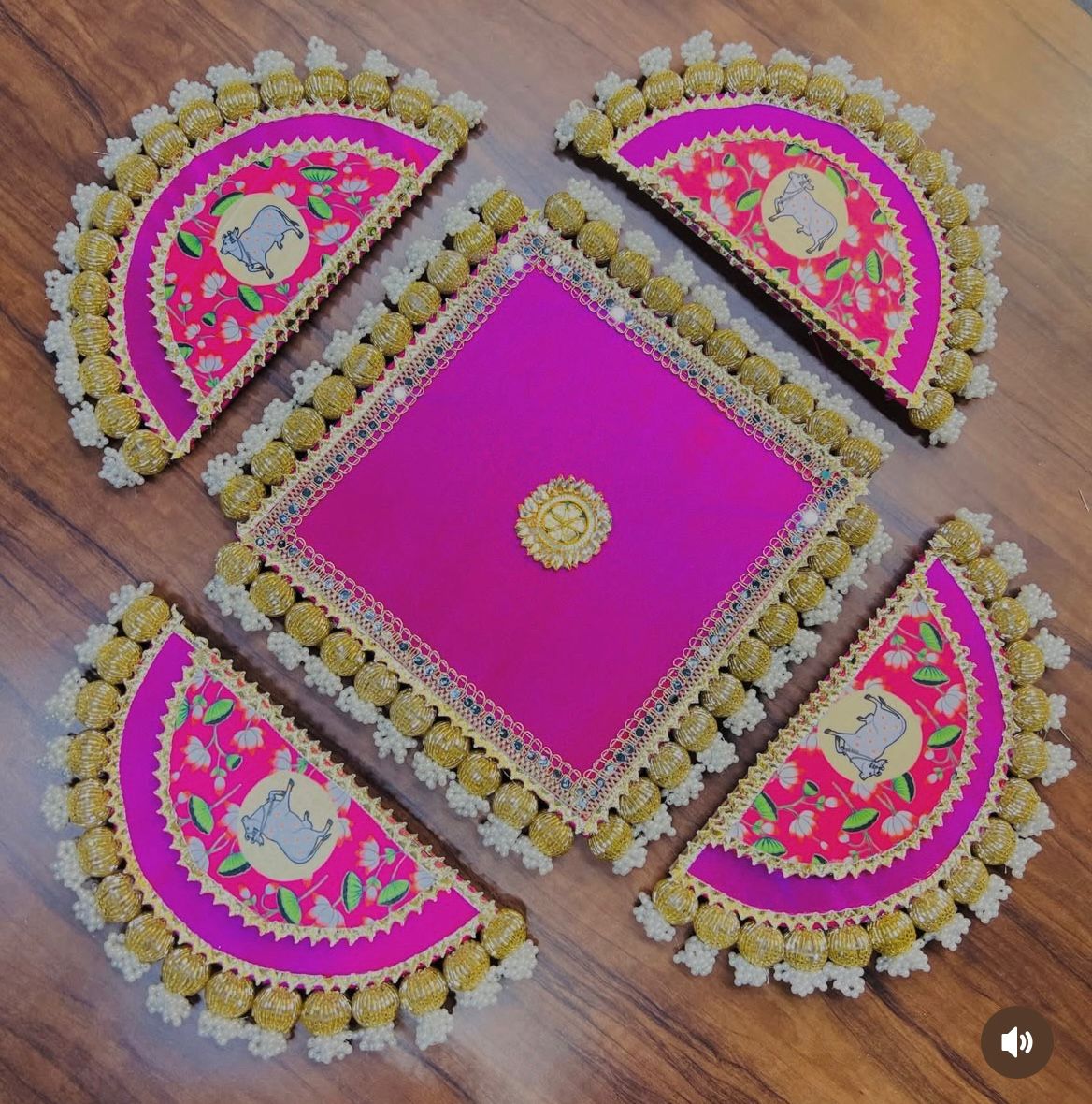 Beaded Cutdana Ball Rangoli Mat For Home Decoration