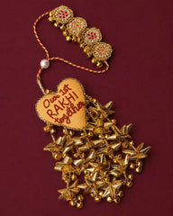 3D Heart Shape Rakhi with "Our 1st Rakhi Together" Text | Special First Raksha Bandhan Rakhi