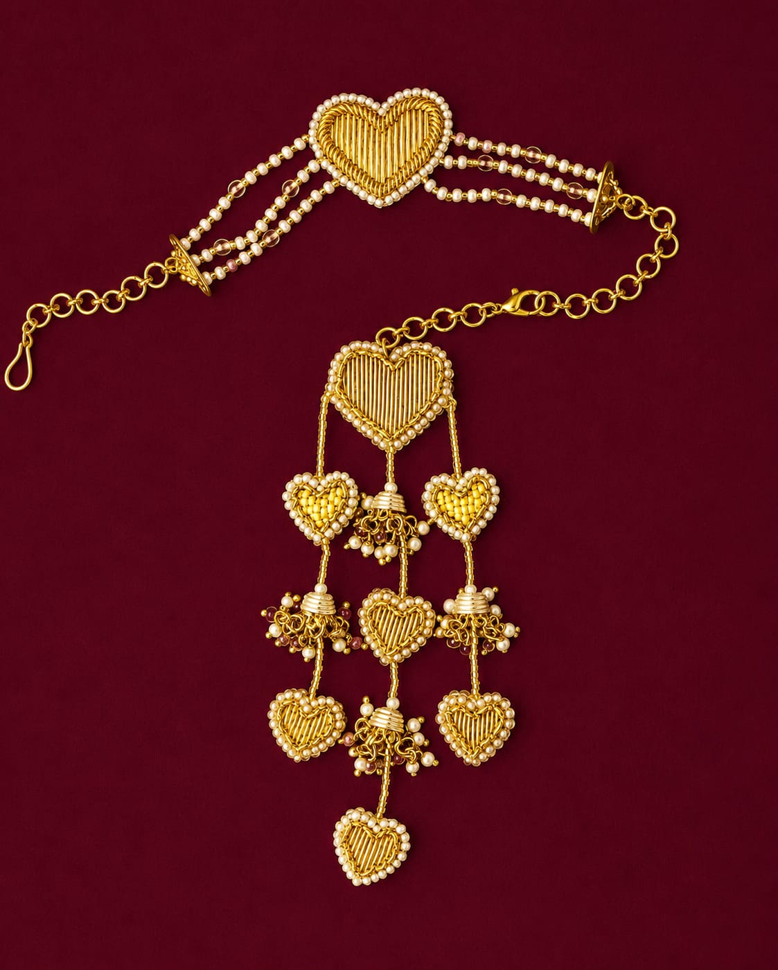 Handcrafted Zardosi Heart Shape Lumba Rakhi for Bhabhi | Designer Raksha Bandhan Lumba