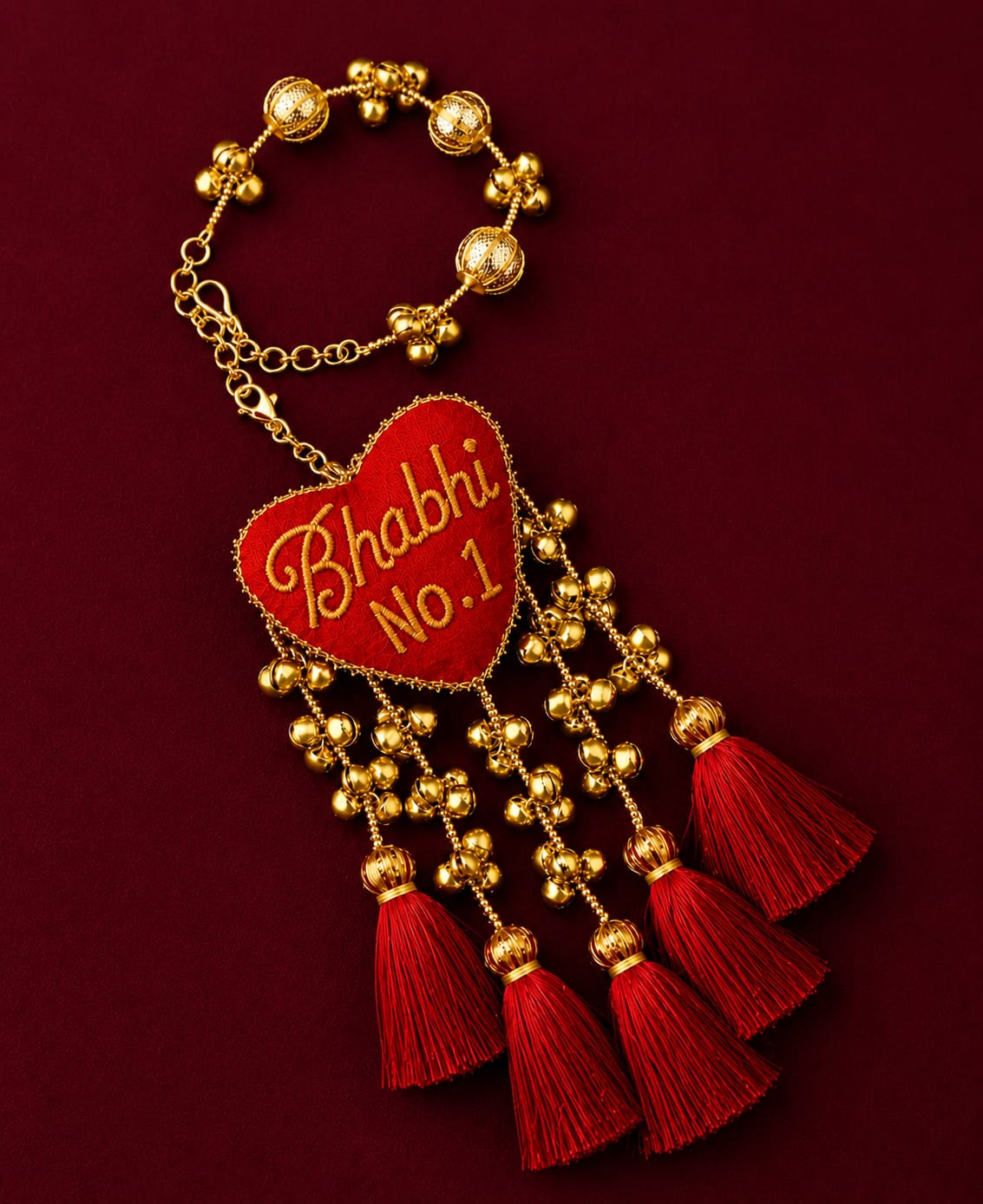 3D Heart Shape Rakhi with "Bhabhi No 1" Text | Special First Raksha Bandhan Rakhi