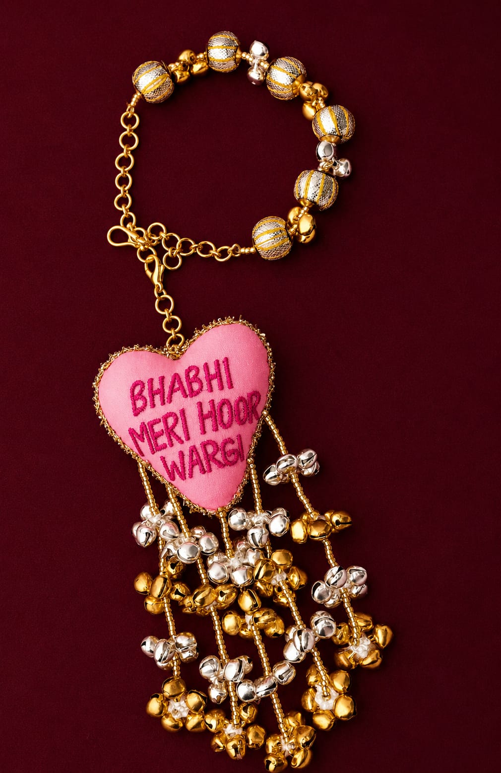 3D Heart Shape Rakhi with "Bhabhi Meri Hoor Wargi" Text | Special First Raksha Bandhan Rakhi (Copy)