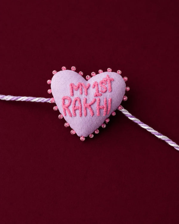 3D Heart Rakhi with "My 1st Rakhi" Text | Designer Raksha Bandhan Rakhi