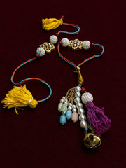 Kundan Floral Pearl Bhai Bhabhi Rakhi Set