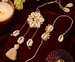 Shell Designe Bhai Bhabhi Rakhi Set