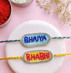 Handmade Bhaiya Bhabhi Beaded Rakhi Set Designer Couple Rakhi