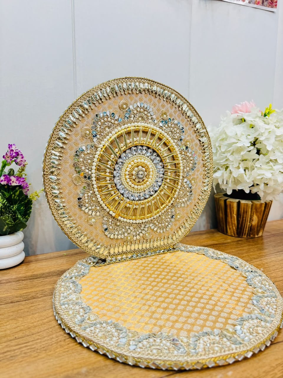 Luxury Red Velvet Kanha Singhasan | Handcrafted Zari & Pearl Embellished Throne for Laddu Gopal