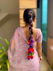 Elegant Traditional Braid with Colorfull Tassels Ethnic Hairstyle Inspiration