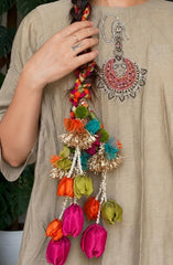 Multicolor Floral Silk Tassel Bridal Paranda with Traditional Pendant