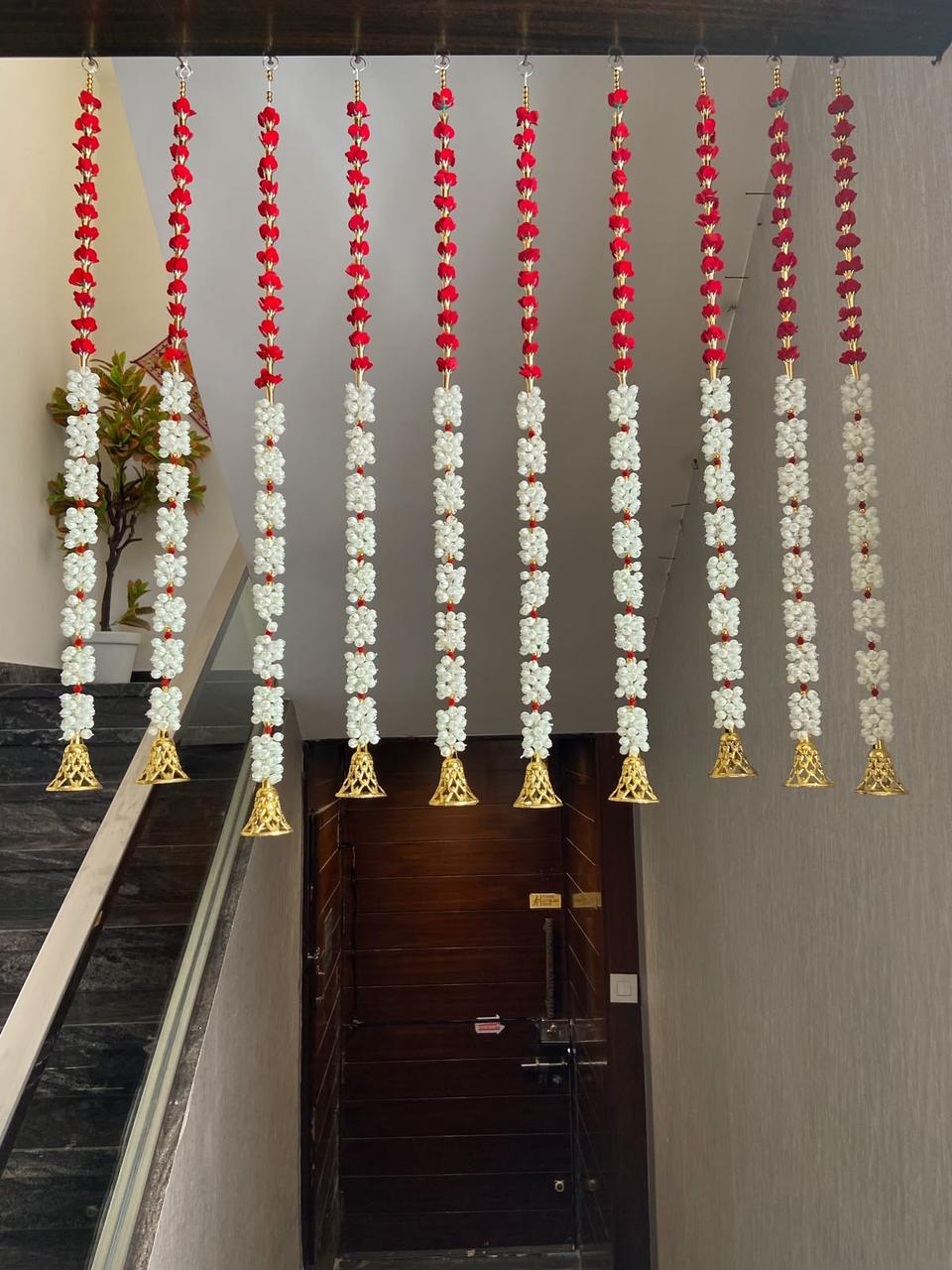 Premium Mogra With Rose Flower Diya Hanging Toran